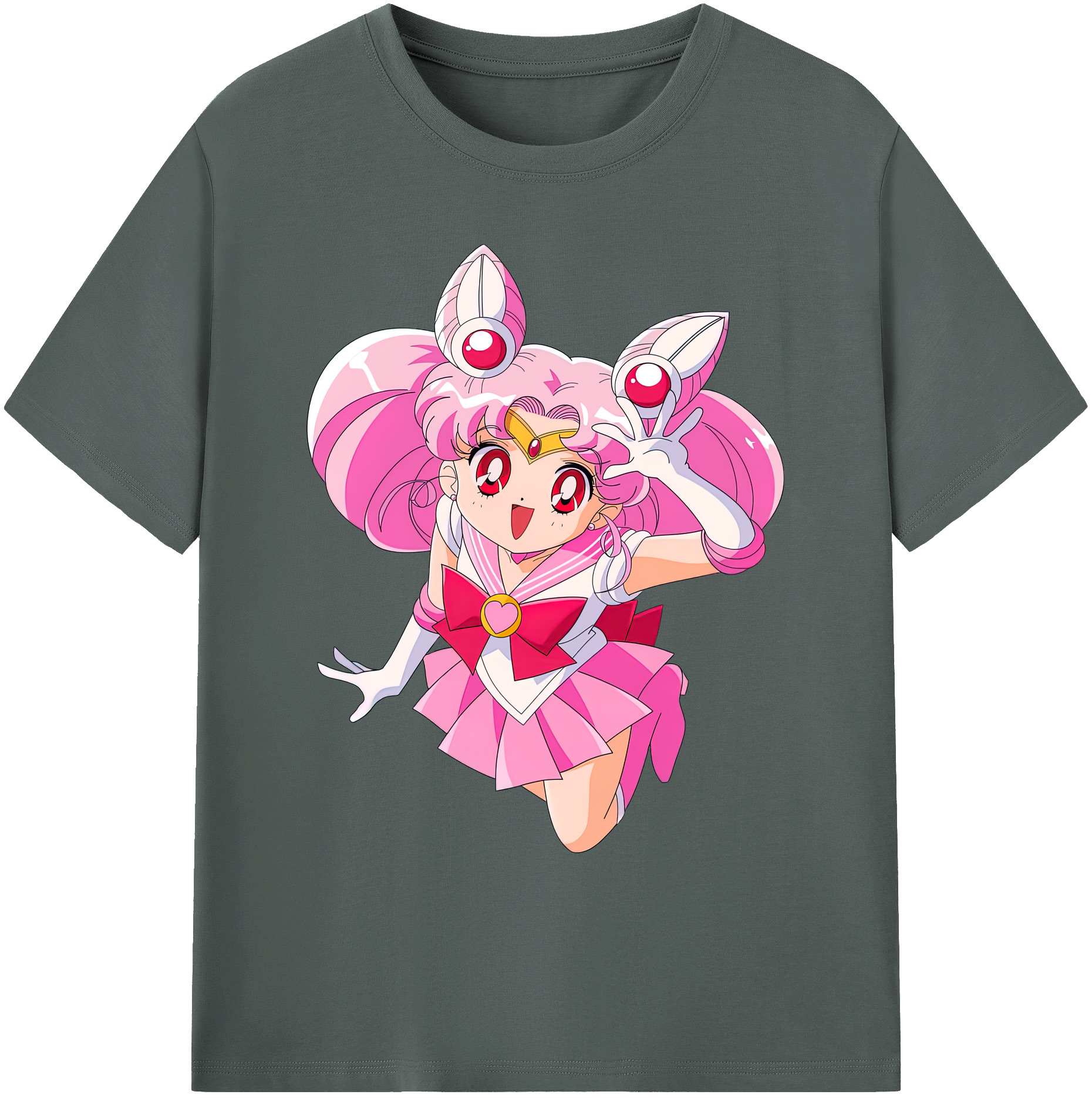 （画像用） 美少女戦士セーラームーン ちびうさ Sailor Moon Chibiusa Tsukino Usagi Small Lady Serenity 綿100％ メンズ半袖Tシャツ｜肌触りやわらか＆通気性